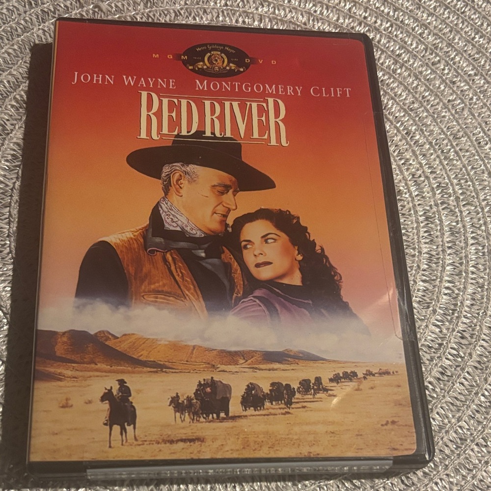 DVD of the 1948 Western film Red River. John Wayne and Montgomery Clift. New